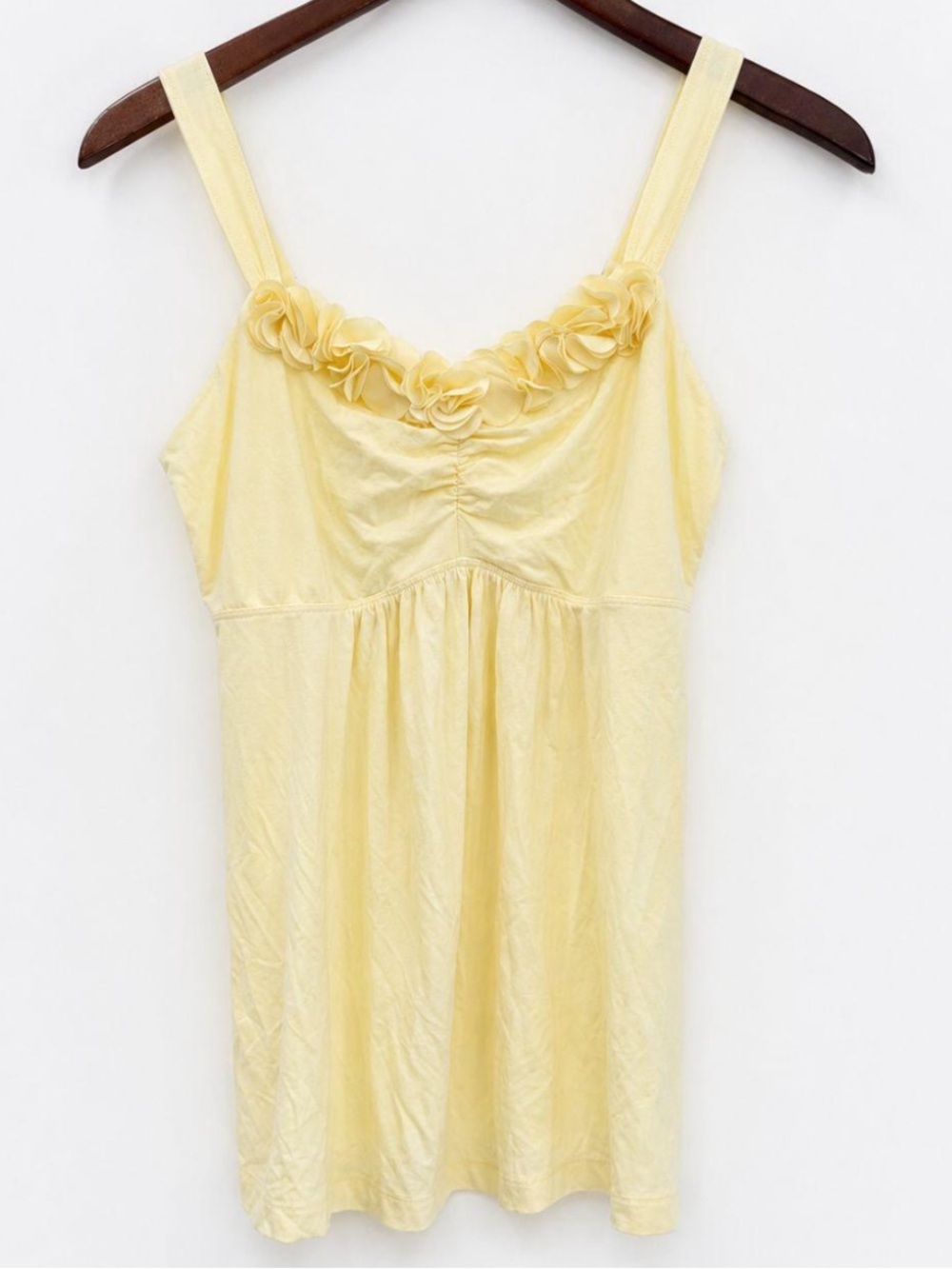 Soma Yellow Babydoll Floral Rosette Tank Top Girly Coquette Summer Loungewear